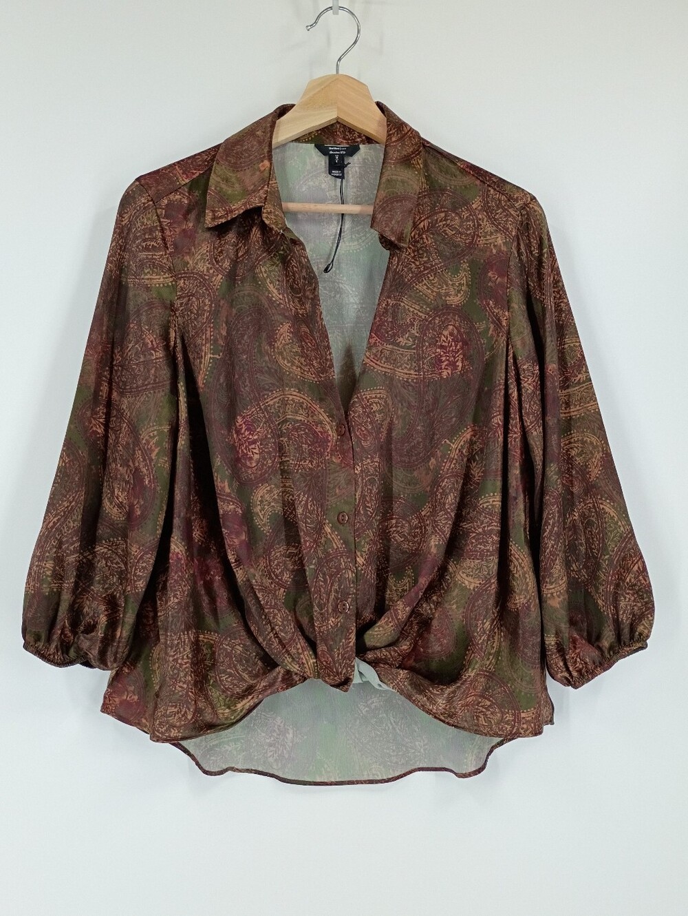 River Island Satin Paisley Twist Front Blouse